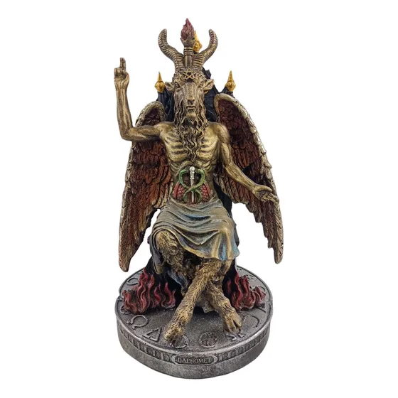 Escultura Baphomet Macho Cabrío 24cm Cabra Mágica Satán Color Dorado Oscuro