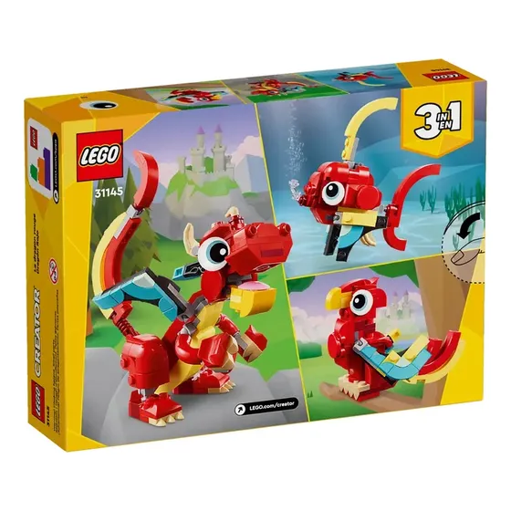 Lego Creator 31145. Juguete Dragon Rojo 3 En 1