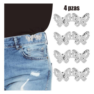 4 Botones De Mariposa Plateados Ajustables Para Jeans 4 Botones De Mariposa Plateados Ajustables Para Jeans