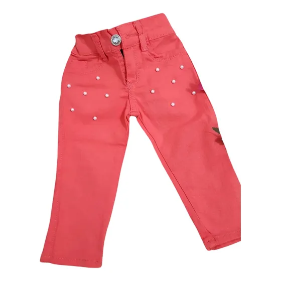 Pantalones Gabardina Bebé, C/perlas, Chupin Lycra