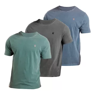 Kit 3 Camisetas Masculinas Estonadas AlgodĂŁo Premium 3 Cores Kit 3 Camisetas Masculinas Estonadas AlgodĂŁo Premium 3 Cores
