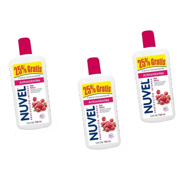 Crema Humectante Nuvel Antioxidantes 3 Pzas 750 Ml