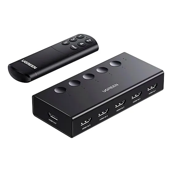 Switch HDMI Ugreen de 5 portas com controle remoto preto 5x1
