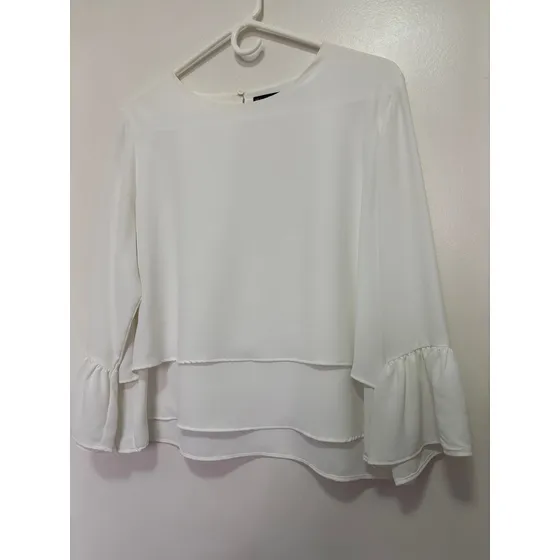 Zara Original Blusa Dama Talla L Manga Larga Y Volantes