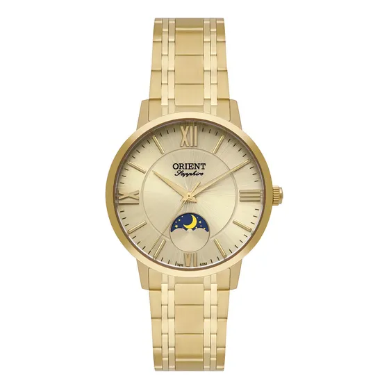 Relógio Orient Feminino Fases Da Lua Dourado 33mm