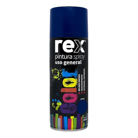 Pintura En Spray Uso General Secado Rápido Rex 400ml Color Azul Oscuro