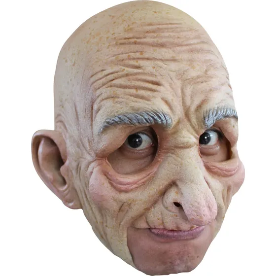 Máscara Viejo Oldman Realista Mandíbula Descubierta Chinless Color Beige