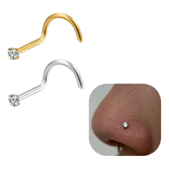 Piercing De Nariz Nostril Com Pedra  Aço Cirurgico 