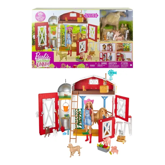 Set Barbie En La Granja C Caballo Granero Y Animales P Niñas