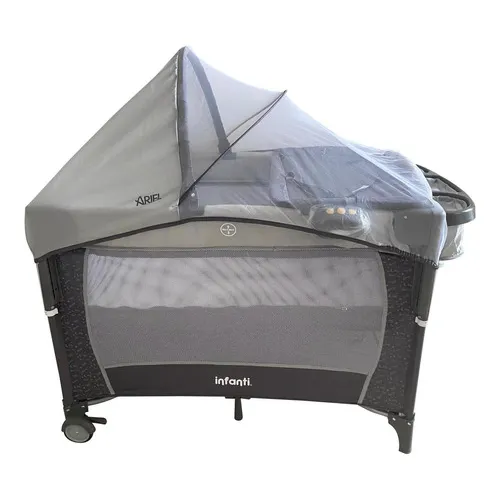Cuna Corral Colecho Infanti Ariel Tela Brilla Color Gris claro