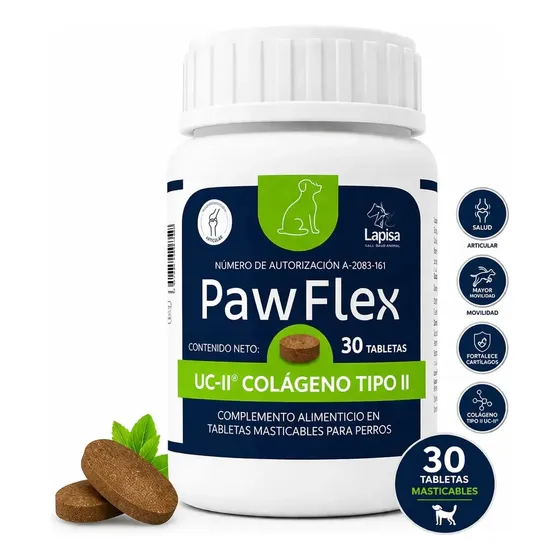 Paw Flex Uc-ii Colágeno Tipo Ii Perros 30 Tabs Premium