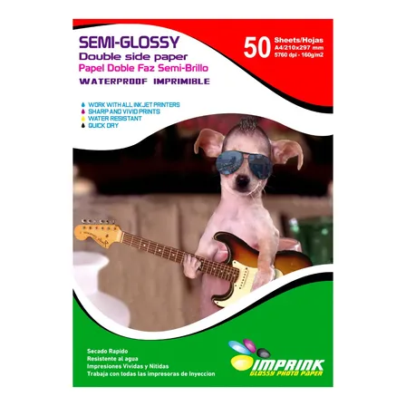 Papel Fotografico Doble Faz Semi-glossy A4/160gr/50 Hojas