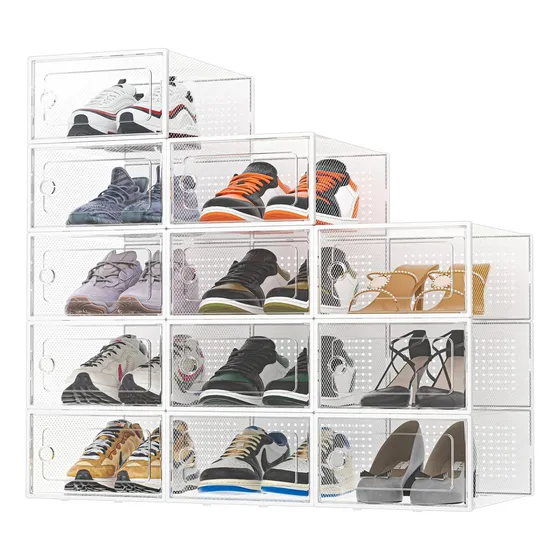Caja Organizadora De Zapatos Apilables Set 4 Unidades Color Blanco