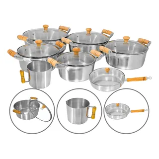 Conjunto De Panelas 7 Peças AlumĂnio Fundido Batido Grosso Conjunto De Panelas 7 Peças AlumĂnio Fundido Batido Grosso