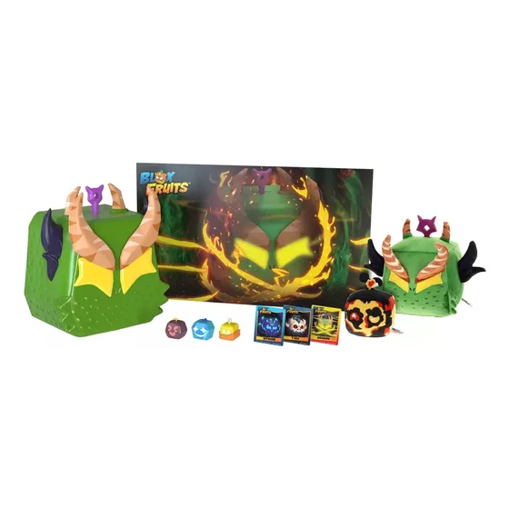 Blox Fruits Dragon 2 Peluches + 2 Codigos + 3 Microfiguras Color Verde