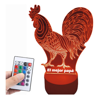 Lampara Led Gallo Pelea Nombre Personalizado Con Control Lampara Led Gallo Pelea Nombre Personalizado Con Control