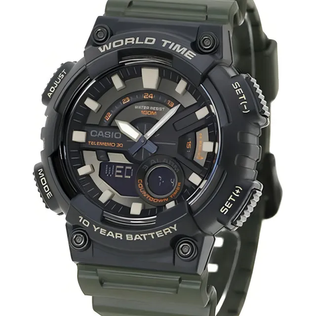 Reloj Casio AEQ-110W-3AVDF para hombre, color verde estándar, color verde oscuro