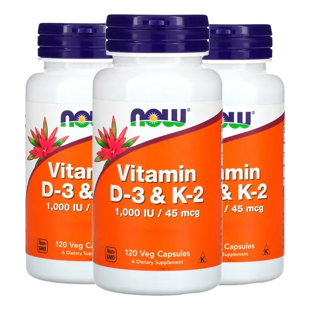Vitamina D3 25mg+vit K2 45mg Now Foods 120 Cap Importado 3un
