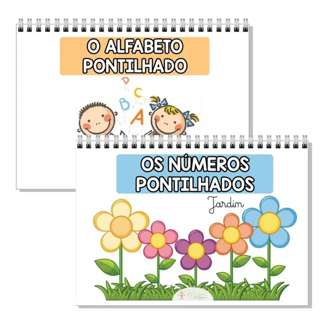 2 Apostilas Alfabeto E Números Pontilhados A5 Motora Fina