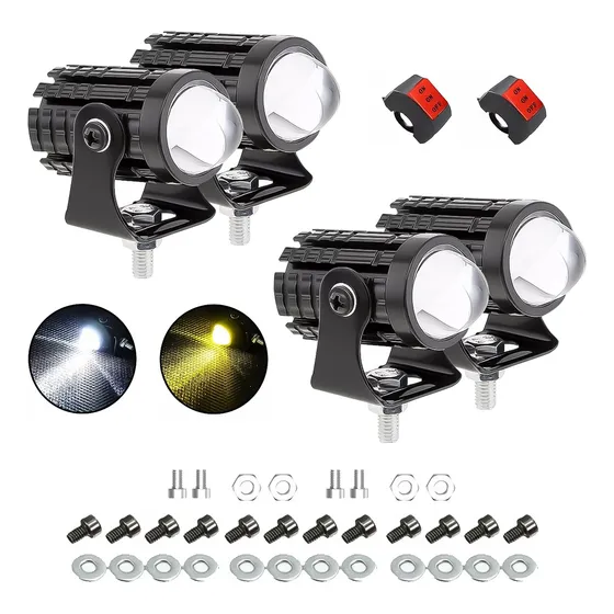 2 Par Faros Luces Led Para Motos Auto Doble Color Auxiliares