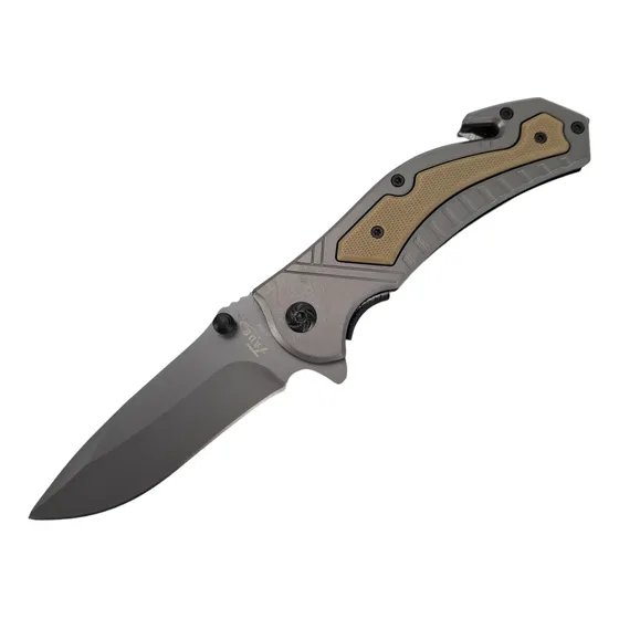 Canivete Aço Inox Semi-auto Quebra Vidro Corta Cinto 
