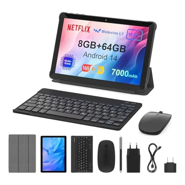 Awow Tablet De 10 Pulgadas Con Teclado: Android 14