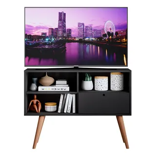 Estante Rack Para Tv Ate 50' Sala De Estar Pés RetrÎ Bonatto Cor Preto Estante Rack Para Tv Ate 50' Sala De Estar Pés RetrÎ Bonatto Cor Preto