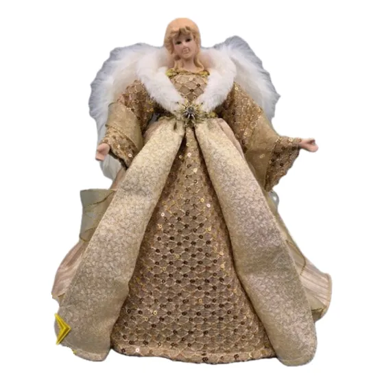Anjos Enfeite Decoração Luxo Arvore De Natal Dourado 30 Cm