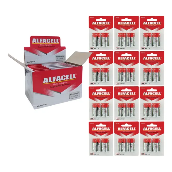 Pilhas Aa Alfacell Caixa Com 12 Cartelas De 4x 1,5v Original