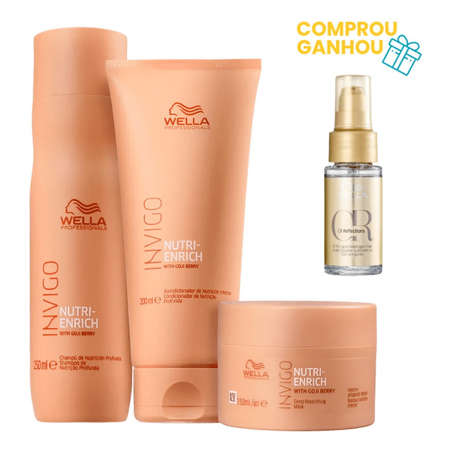 Kit Enrich Shampoo, Cond, Másc E Oil Reflections - Wella Kit Enrich Shampoo, Cond, Másc E Oil Reflections - Wella