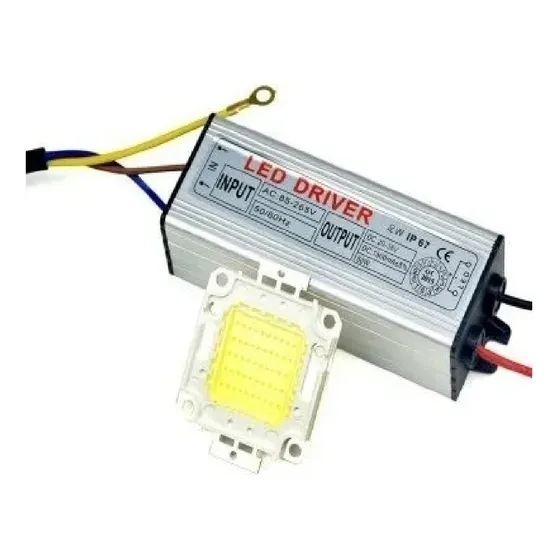 Kit Reator Driver P/ Refletor Led 50w + Chip 50w 6000k-6500k