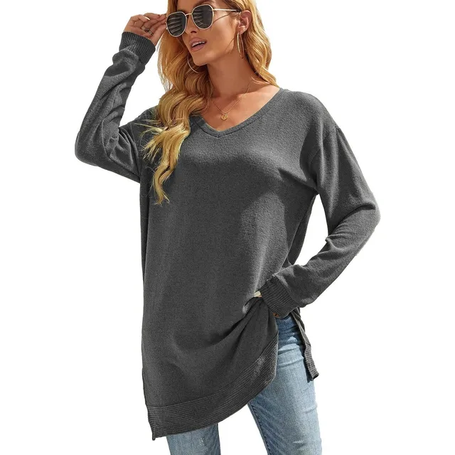 Tunica Manga Larga Cuello V Para Mujer Sudadera