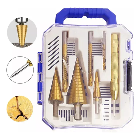 Broca Escalonada Cone Shiitake 4 A 32mm Rapido Espiral Kit7