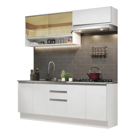 Mueble de Cocina Integral Madesa Glamy 200cm con Lavadero Blanco 09