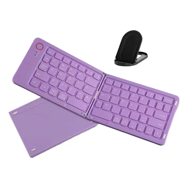 Teclado Plegable Recargable Portatil Inalambrico Qwerty Lila Español Latinoamérica