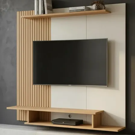 Painel De Tv Ripado Suspenso Monaco Off White/ripado Off White/ripado