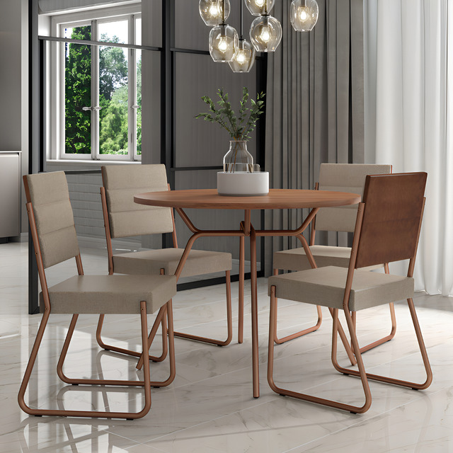 Conjunto Sala De Jantar 4 Cadeiras San Francisco Carraro Freijó Com Rosê Conjunto Sala De Jantar 4 Cadeiras San Francisco Carraro Freijó Com Rosê