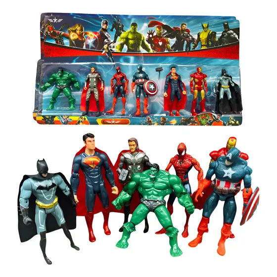 Kit Vingadores 7 Bonecos Articulados Super Heróis Avengers