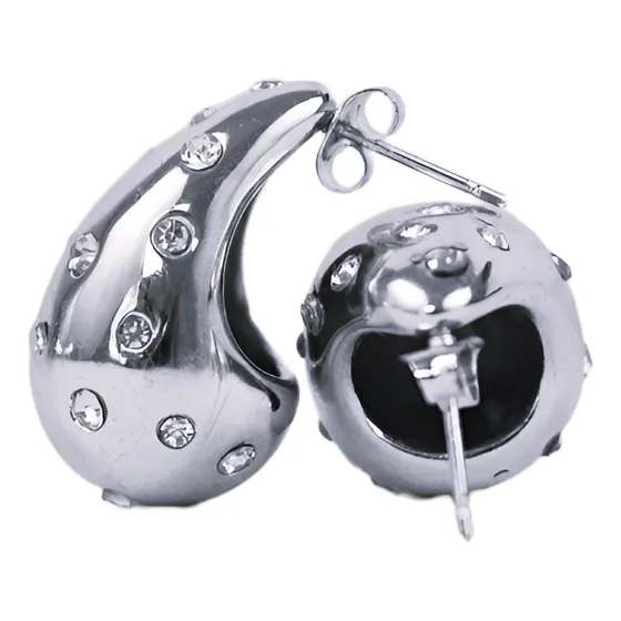 Aros Mujer Gota Plateada Strass Tendencia Moda Milokita