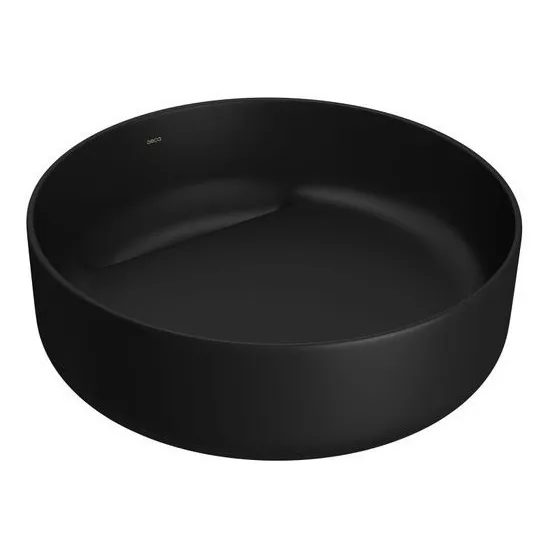 Bacha De Apoyo Redonda 40cm Negro Válvula Oculta Deca Loza 