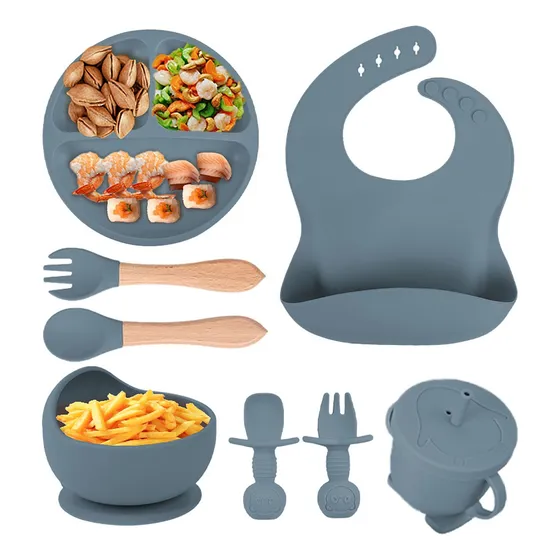 Platos Para Bebés De Silicona Con Tazón Cuchara Tenedor Babe