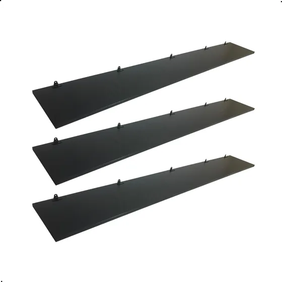 3 Prateleiras De Parede 180x30 Madeira Mdf Preto 