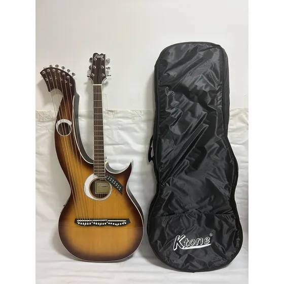 Guitarra Arpa Profesional Electrica Acustica Doble Cuello