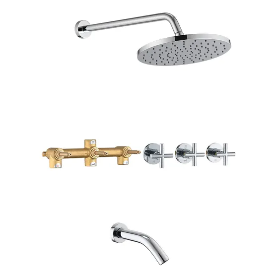 Proox Juego Grifo Ducha 3 Manija Para Bañera Cabezal Lluvia