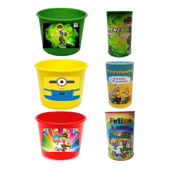 Lembrancinhas Personalizadas  20 Balde Pipoca +20 Cofrinho
