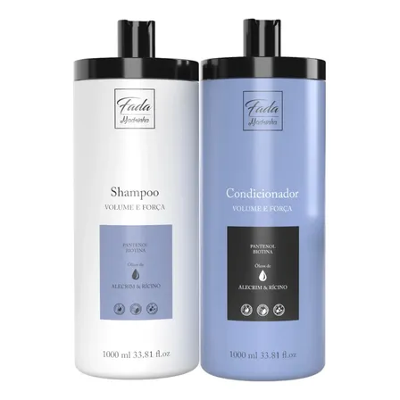 Kit Fada Madrinha Óleo Alecrim Rícino Shampoo e Condicionador 1L Brilho Volume Força Cresimento