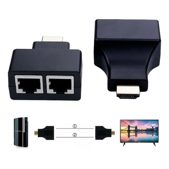 Extensor Hdmi Rj45 Hdmi A Utp Convertidor 30 Metros