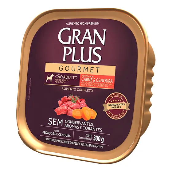 Granplus Gourmet Pate Cães Adultos Sabor Carne E Cenoura 300