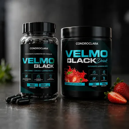 Kit Velmo Black Drink + Cápsulas - Pague 1 Leve 2 - Só Hoje Velmo Black Oficial
