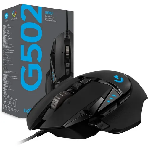 Mouse Gamer Logitech G502 Sensor Hero 11 Botones - 25k Dpi Color Negro